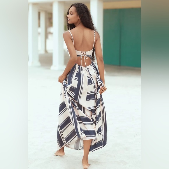 NWOT Maaji Boho Linen Blend Striped Ela Long Dress - Picture 5 of 16